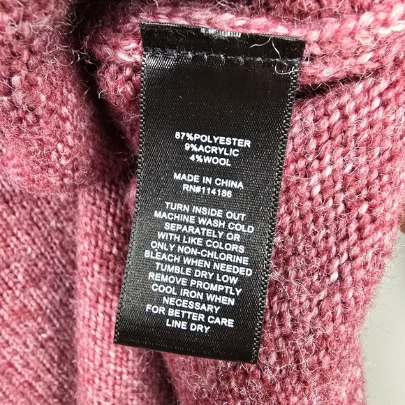 FRYE Knit Sweater Balloon Sleeve‎ Burgundy Womens Size L Wool Blend - Picture 5 of 9